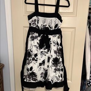 Floral Black and White Kids Dress